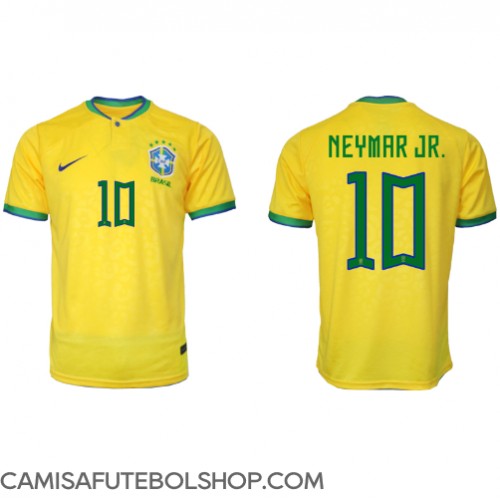 Camisa de time de futebol Brasil Neymar Jr #10 Replicas 1º Equipamento Mundo 2022 Manga Curta